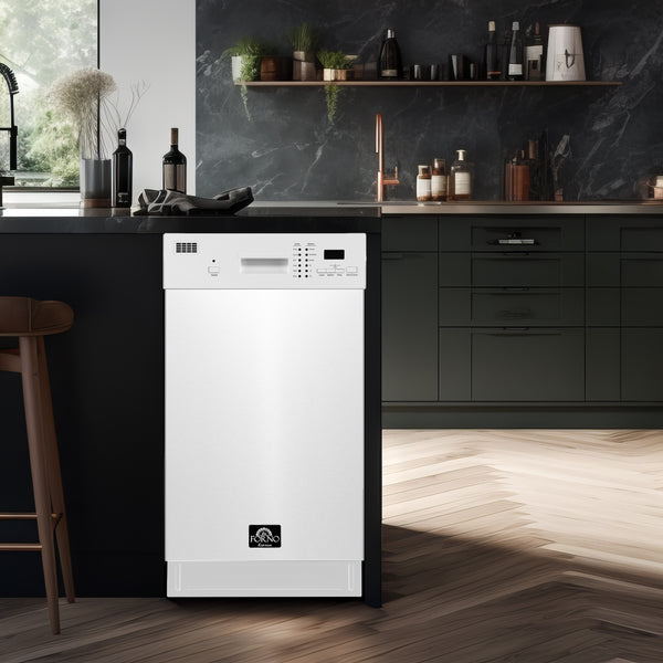 FORNO Polo 18" Built-in Dishwasher in White- FDWBI8041-18WHT