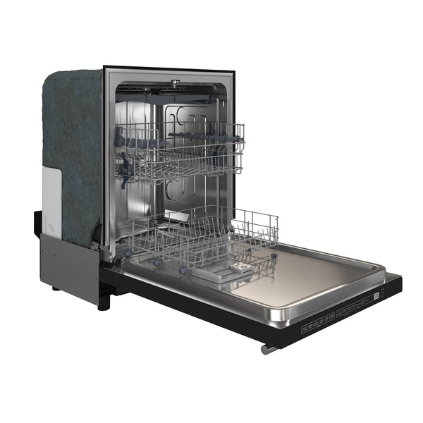FORNO Espresso Pozzo 24" Built-In Dishwasher in Black with Antique Brass Handles- FDWBI8067-24BLK