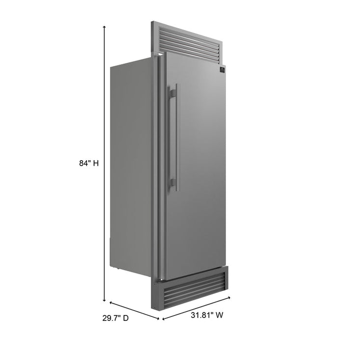 FORNO Maderno 32" 13.6 cu.ft. Right Swing Convertible Refrigerator and Freezer with Modern Trim Kit in Stainless Steel- FFFFD1722-32RSG