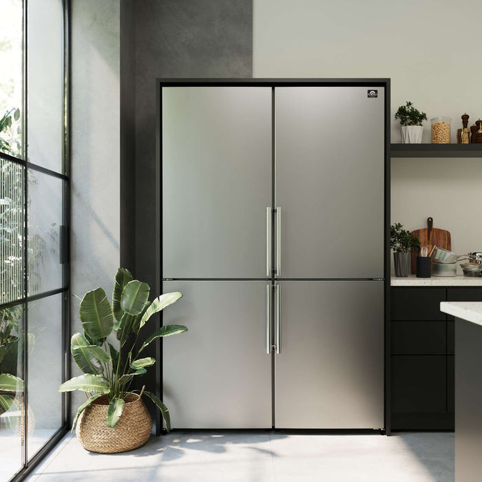 FORNO Guardia 46.8" 21.6 cu. ft. Side-By-Side Refrigerator with Bottom Freezer in Stainless Steel- FFFFD1778-48