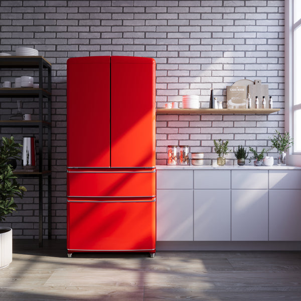 Forno Luigi 18 cu.ft. French Door Refrigerator Red, Handle-Free Design, FFFFD1791-33RED