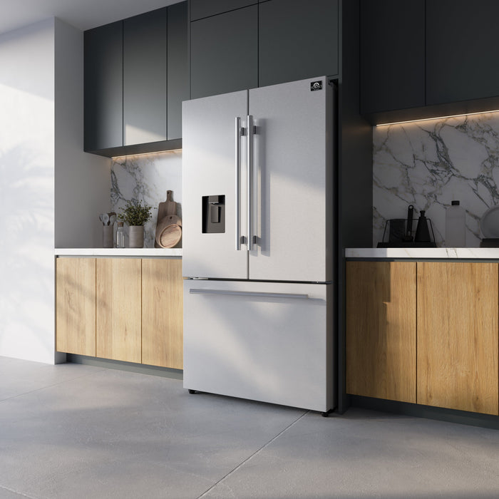 FORNO Aosta 36" 22.4 cu. ft. Refrigerator with External Water Dispenser, Automatic Ice Maker- FFFFD1866-36SB