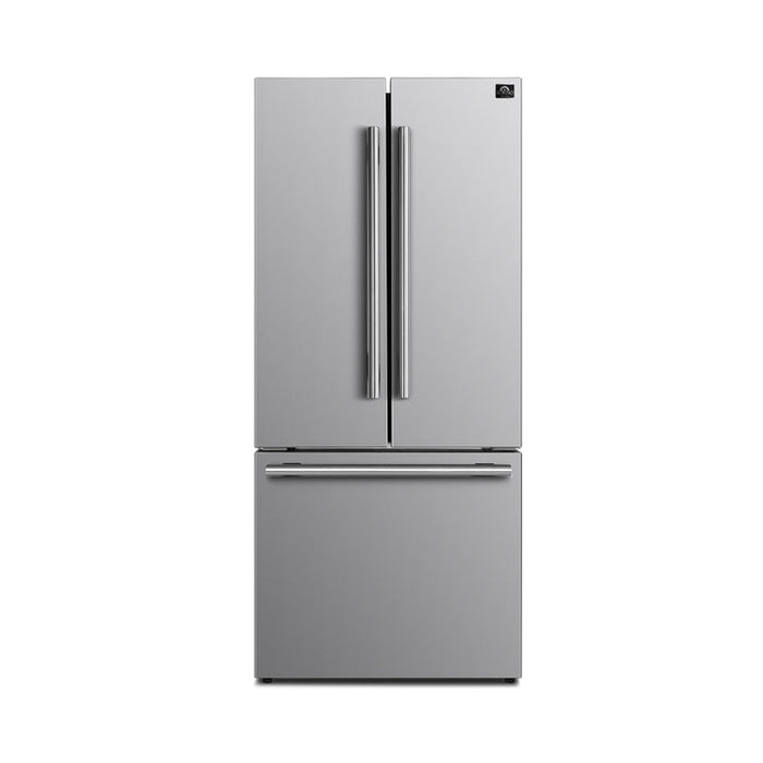 FORNO Gallipoli 30" 17.5 cu. ft. French Door Refrigerator in Stainless Steel with Ice Maker- FFFFD1974-31SB