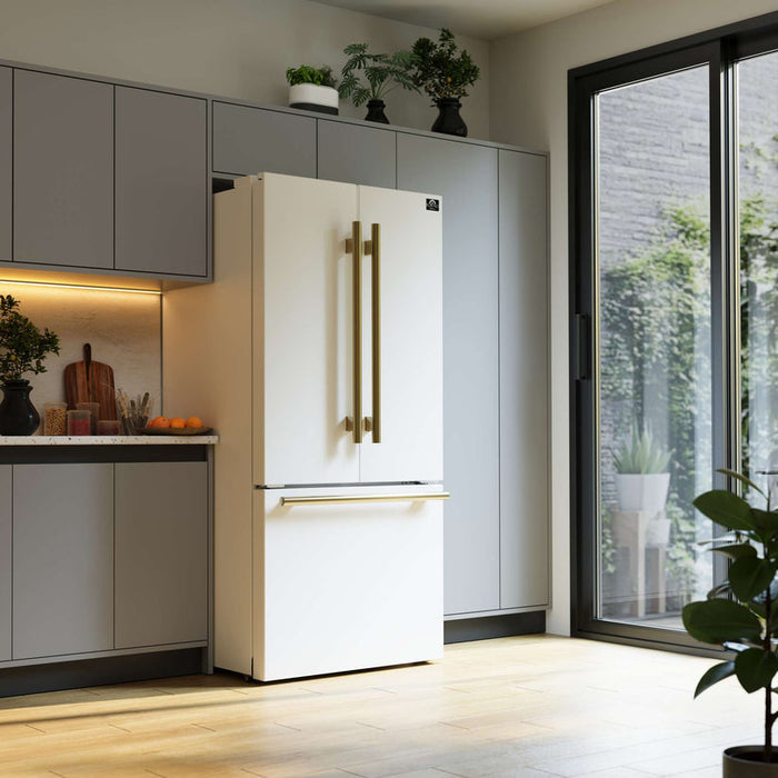 Forno Gallipoli Espresso 30"-Wide White French Door Refrigerator with Bottom Freezer 17.5 Cu. Ft. Capacity - No Frost with Ice Maker, FFFFD1974-31WHT