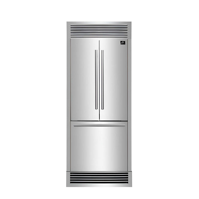 Forno Gallipoli 30" French Door Refrigerator, 17.5 cu.ft. Capacity & Decorative Grill - 34" Wide, FFFFD1974-35SG