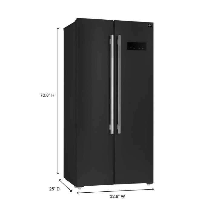 Forno Salerno Espresso 33" Side-by-Side 15.6 Cu.Ft. Black Refrigerator, FFRBI1805-33BLK