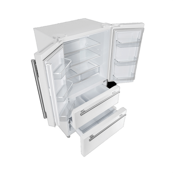 Forno Moena Espresso 36" French Door Refrigerator in White, 19.2 cu. ft, FFRBI1820-36WHT