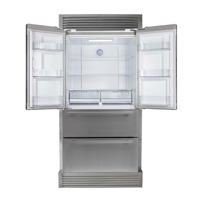 FORNO Premium 2-Piece Kitchen Bundle - 36" Gas Range and 36" Refrigerator with Ice Maker and Grill Trim, FBDL-019-03CAUS