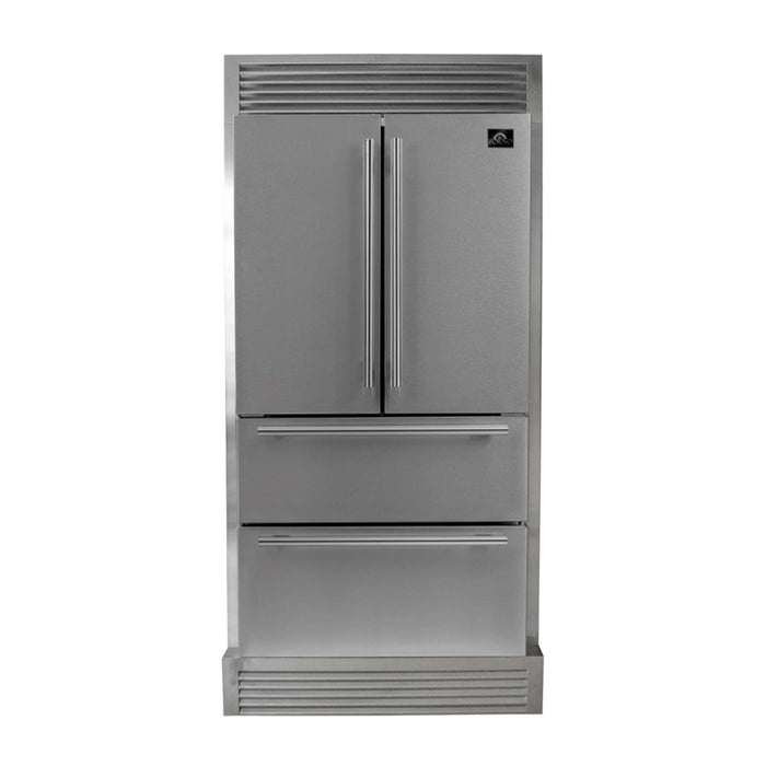 FORNO Premium 2-Piece Kitchen Bundle - 36" Gas Range and 36" Refrigerator with Ice Maker and Grill Trim, FBDL-019-03CAUS