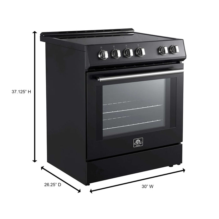 Forno Leonardo Espresso 30" Electric Range Black, FFSEL6012-30BLK