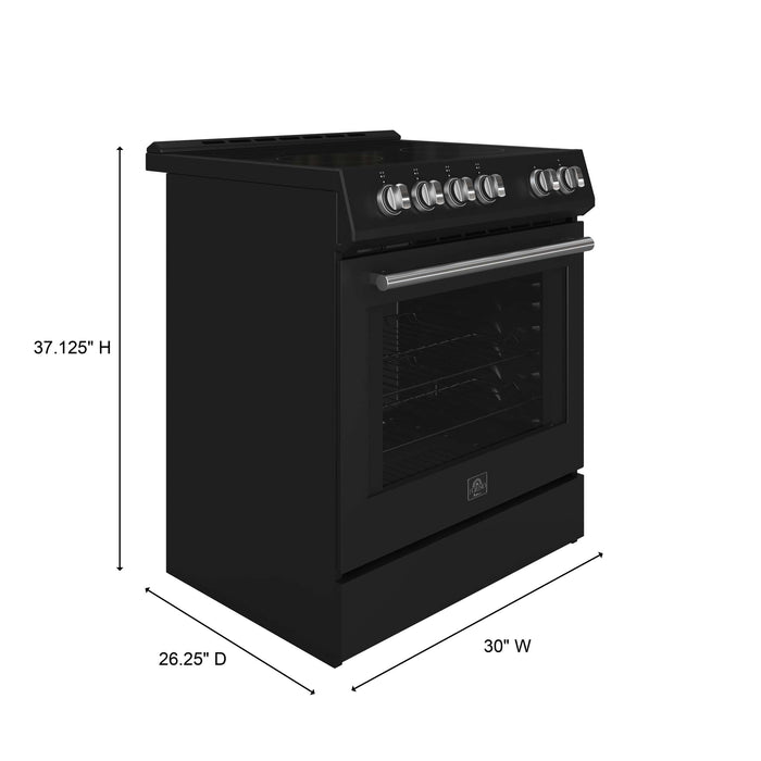 Forno Leonardo Espresso 30" Electric Range Black, FFSEL6012-30BLK