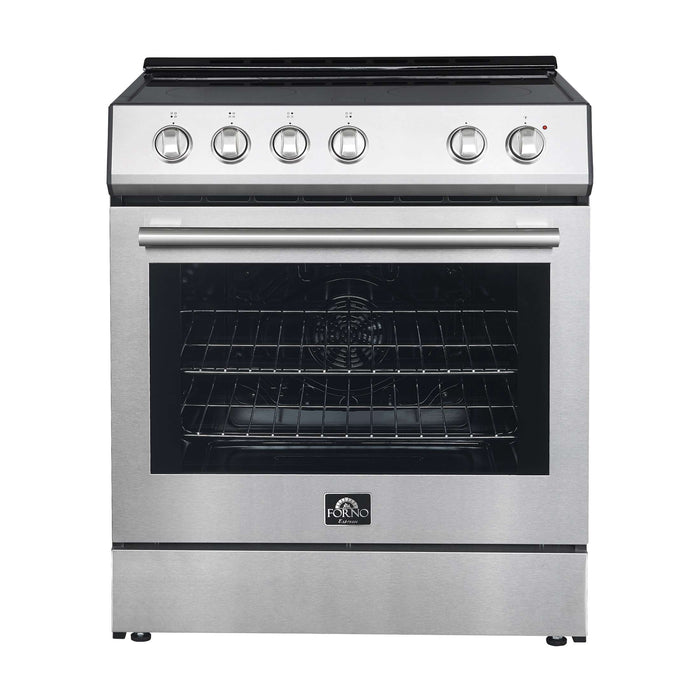 FORNO Espresso Bundle - 30" Electric Range, Under Cabinet Range Hood, 31" Refrigerator and 24" Dishwasher, FBDL-010-01US
