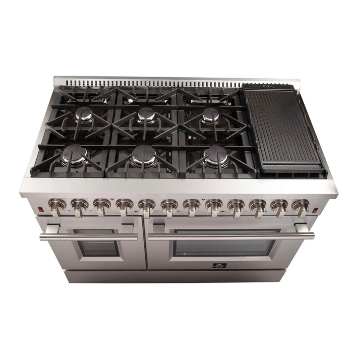 FORNO Premium 2-Piece Bundle - 48" Gas Burner, Electric Oven Range and 60" Refrigerator, FBDL-005-02CAUS