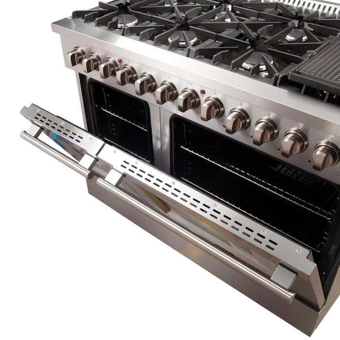 FORNO Premium 2-Piece Bundle - 48" Gas Burner, Electric Oven Range and 60" Refrigerator, FBDL-005-02CAUS