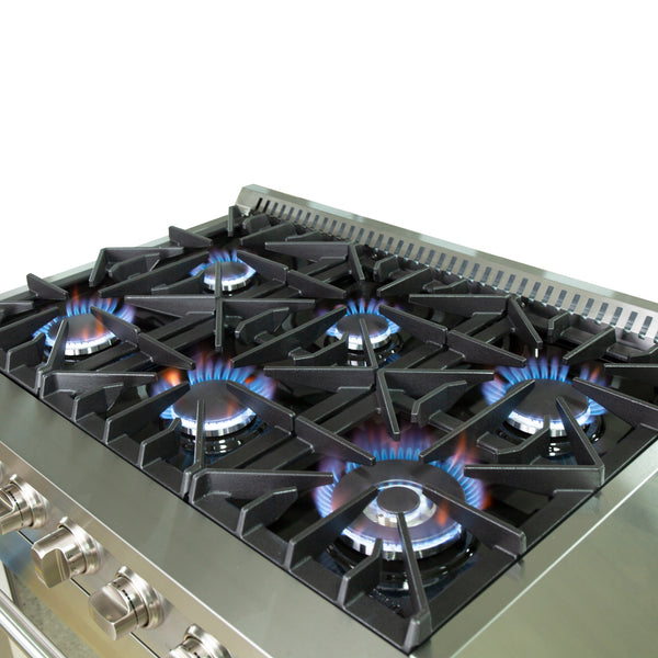 Forno Galiano 36" Freestanding Gas Range with 6 Italian Burners in Stainless Steel, FFSGS6244-36