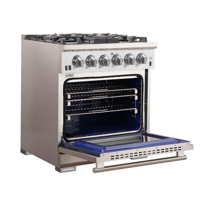 FORNO Premium 2-Piece Kitchen Bundle - 30" Gas Range and 30" Refrigerator with Ice Maker, FBDL-019-01CAUS