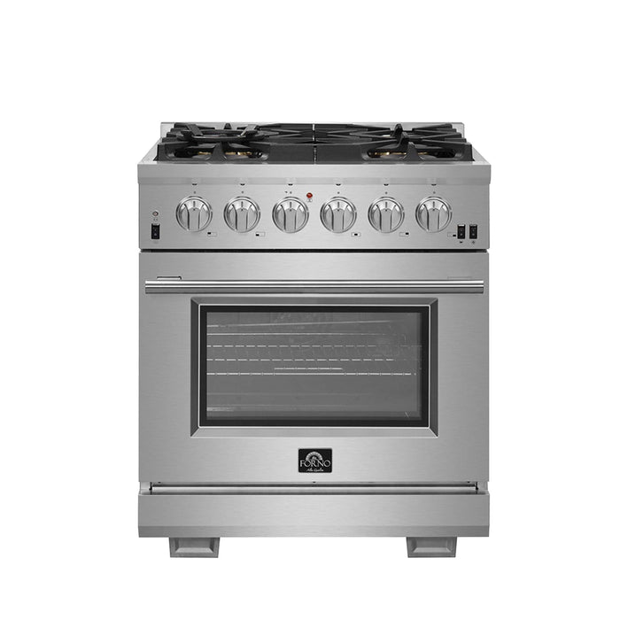FORNO Premium 2-Piece Kitchen Bundle - 30" Gas Range and 30" Refrigerator with Ice Maker, FBDL-019-01CAUS
