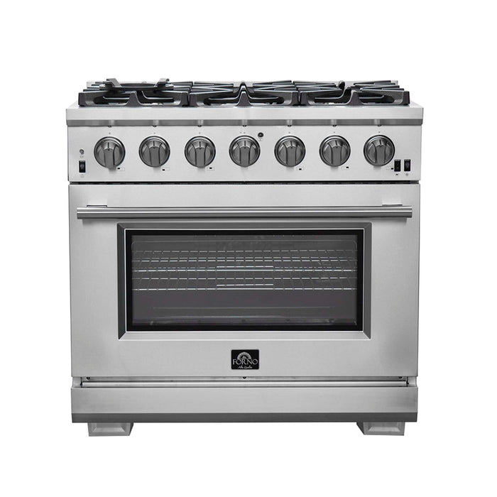 FORNO Premium 2-Piece Kitchen Bundle - 36" Gas Range and 36" Refrigerator with Ice Maker and Grill Trim, FBDL-019-03CAUS