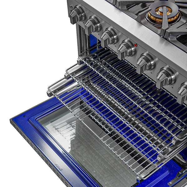 FORNO Capriasca 36" 5.36 cu. ft. Gas Range with 6 Italian Burners, Stainless Steel- FFSGS6260-36