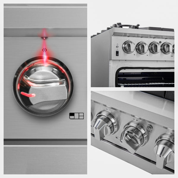 FORNO Capriasca 36" 5.36 cu. ft. Gas Range with 6 Italian Burners, Stainless Steel- FFSGS6260-36