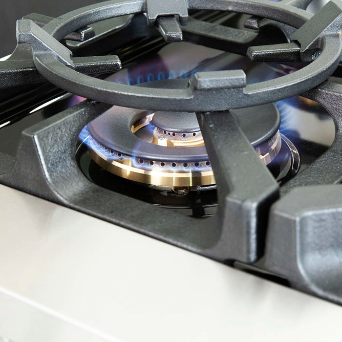 FORNO Capriasca 48-inch Gas Range Stainless Steel, 8 Brass Burners 160,000 BTU, 6.58 cu.ft. Double Oven, FFSGS6260-48