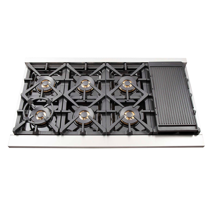 FORNO Capriasca 48-inch Gas Range Stainless Steel, 8 Brass Burners 160,000 BTU, 6.58 cu.ft. Double Oven, FFSGS6260-48