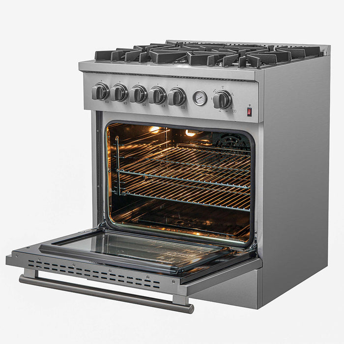 Giovanni 30-inch Gas Range Stainless Steel, 5 Burners 67,000 BTU, 4.32 cu.ft. Convection Oven, FFSGS6274-30