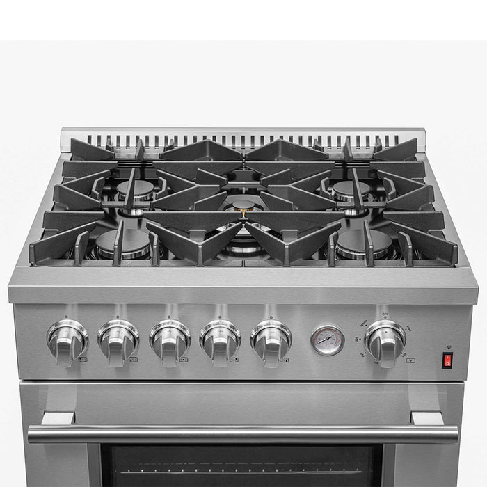 FORNO Premium 2-Piece Kitchen Bundle -30" Gas Range with Griddle and 36" Refrigerator with Ice Maker, FBDL-020-02-US