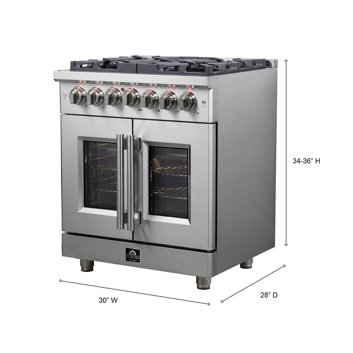 Forno Massimo 30" Freestanding French Door Dual Fuel Range, FFSGS6325-30