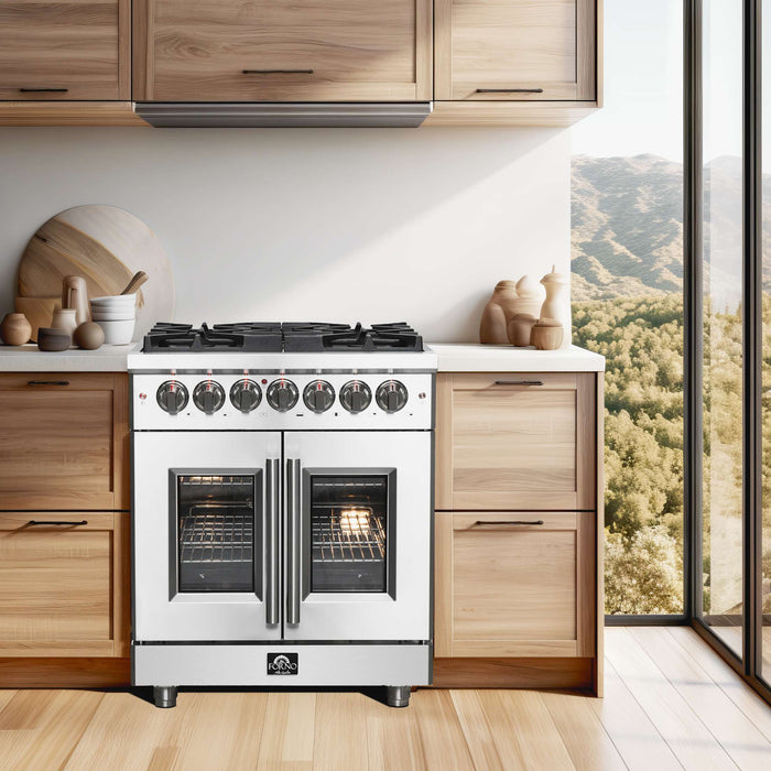 Forno Massimo 30" Freestanding French Door Dual Fuel Range, FFSGS6325-30