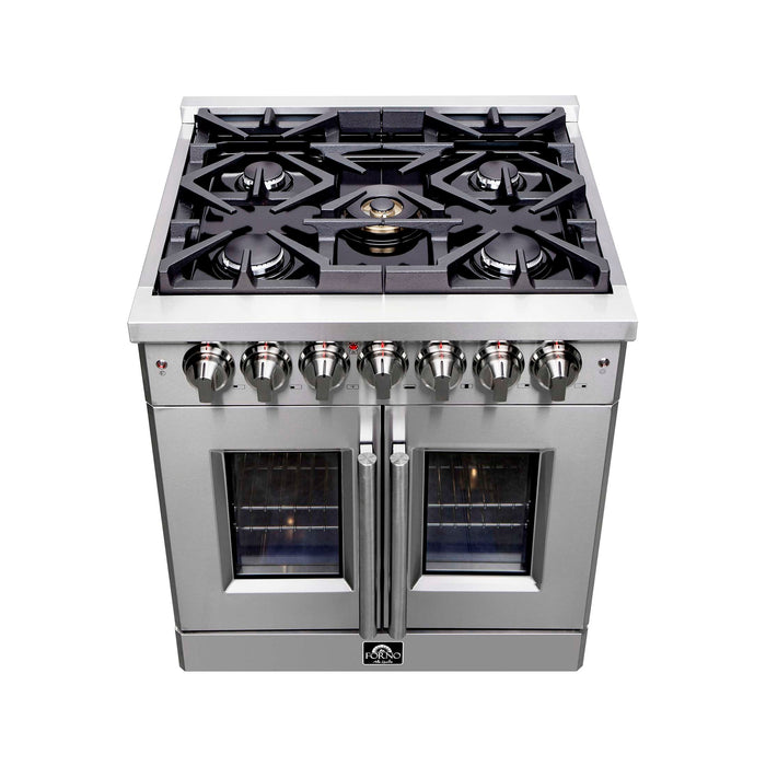 Forno Massimo 30" Freestanding French Door Dual Fuel Range, FFSGS6325-30
