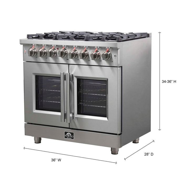 Forno Massimo 36" Freestanding French Door Dual Fuel Range, FFSGS6325-36