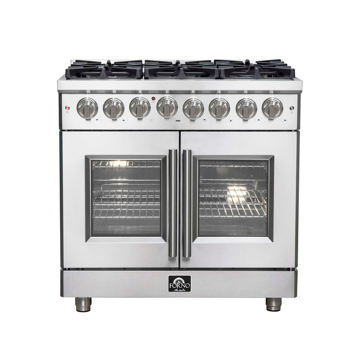 Forno Massimo 36" Freestanding French Door Dual Fuel Range, FFSGS6325-36