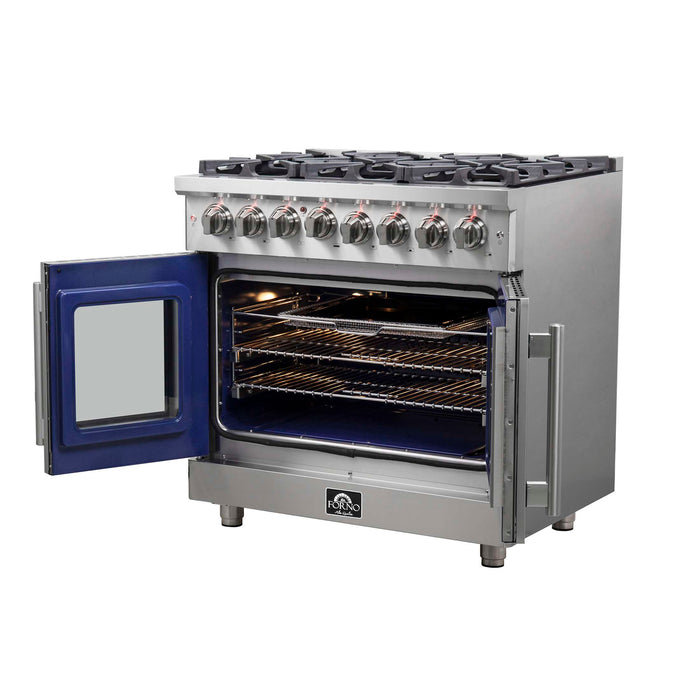 Forno Massimo 36" Freestanding French Door Dual Fuel Range, FFSGS6325-36