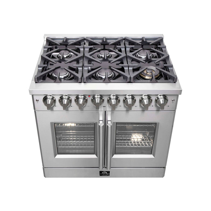 Forno Massimo 36" Freestanding French Door Dual Fuel Range, FFSGS6325-36