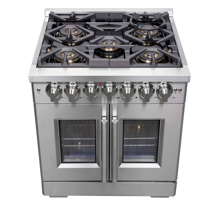 Forno Capriasca 30" Freestanding French Door Dual Fuel Range, FFSGS6387-30