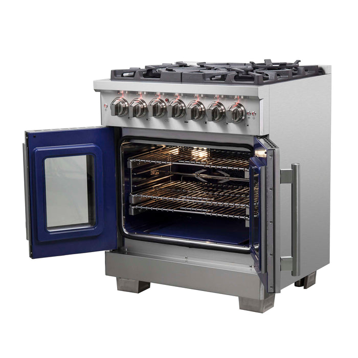 Forno Capriasca 30" Freestanding French Door Dual Fuel Range, FFSGS6387-30