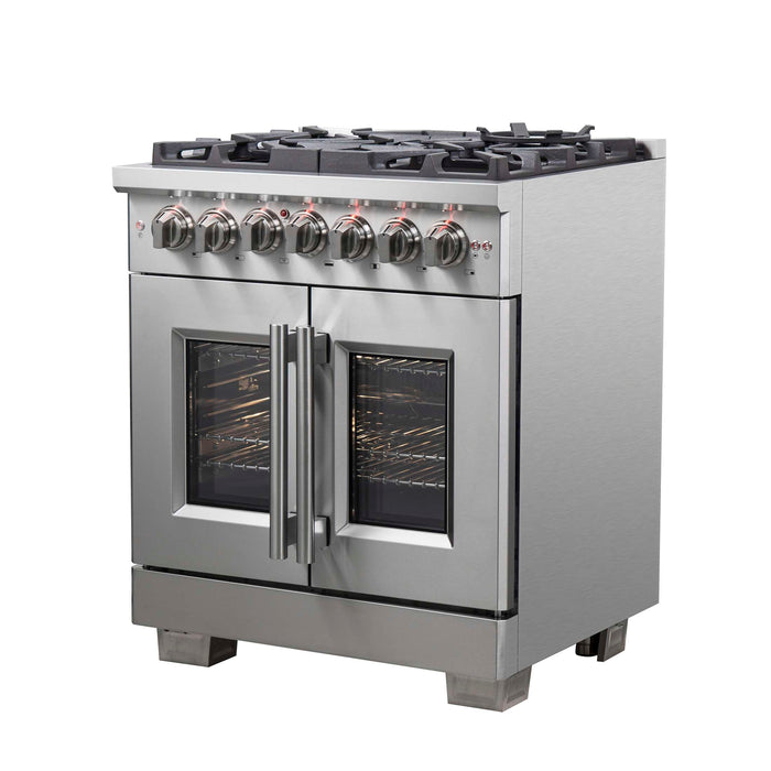 Forno Capriasca 30" Freestanding French Door Dual Fuel Range, FFSGS6387-30