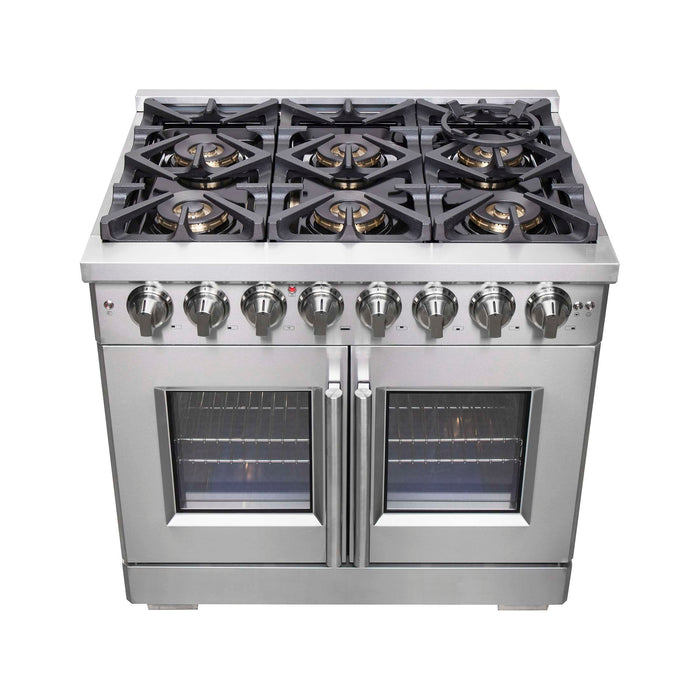 Forno Capriasca 36" Freestanding French Door Dual Fuel Range, FFSGS6387-36
