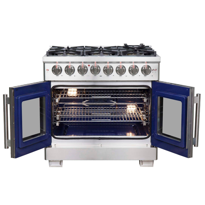 Forno Capriasca 36" Freestanding French Door Dual Fuel Range, FFSGS6387-36