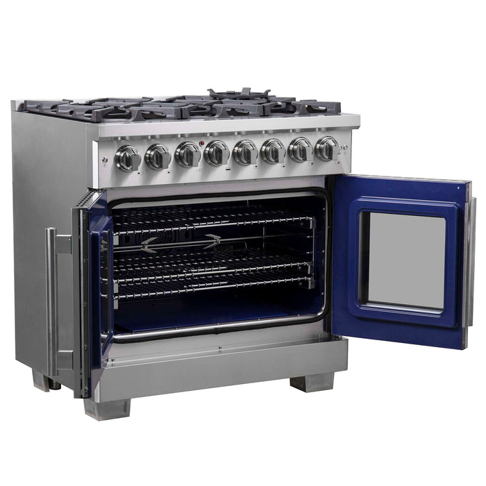 Forno Capriasca 36" Freestanding French Door Dual Fuel Range, FFSGS6387-36