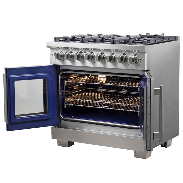 Forno Capriasca 36" Freestanding French Door Dual Fuel Range, FFSGS6387-36