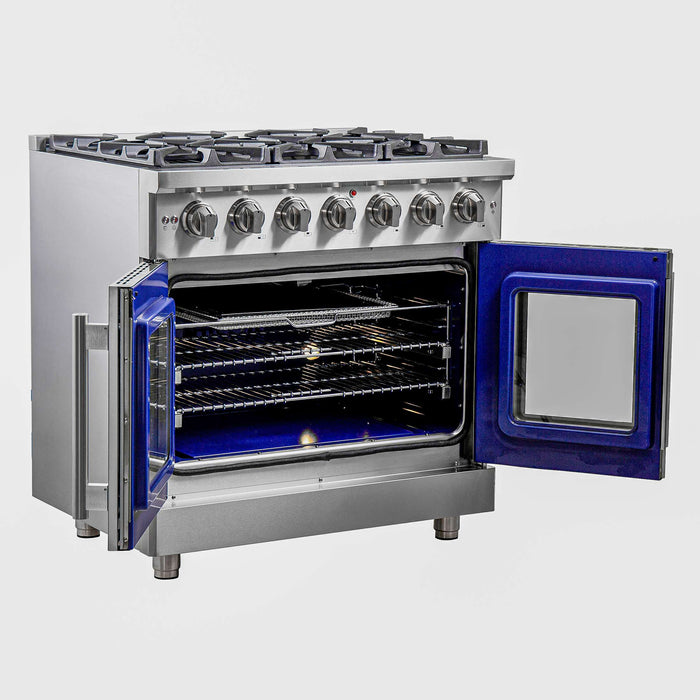 Forno Massimo 36" Freestanding French Door Gas Range, FFSGS6439-36