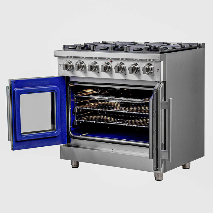 Forno Massimo 36" Freestanding French Door Gas Range, FFSGS6439-36