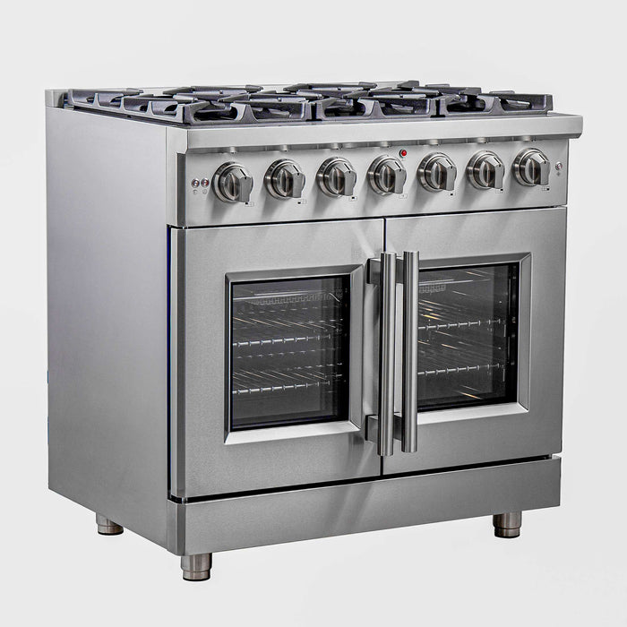 Forno Massimo 36" Freestanding French Door Gas Range, FFSGS6439-36