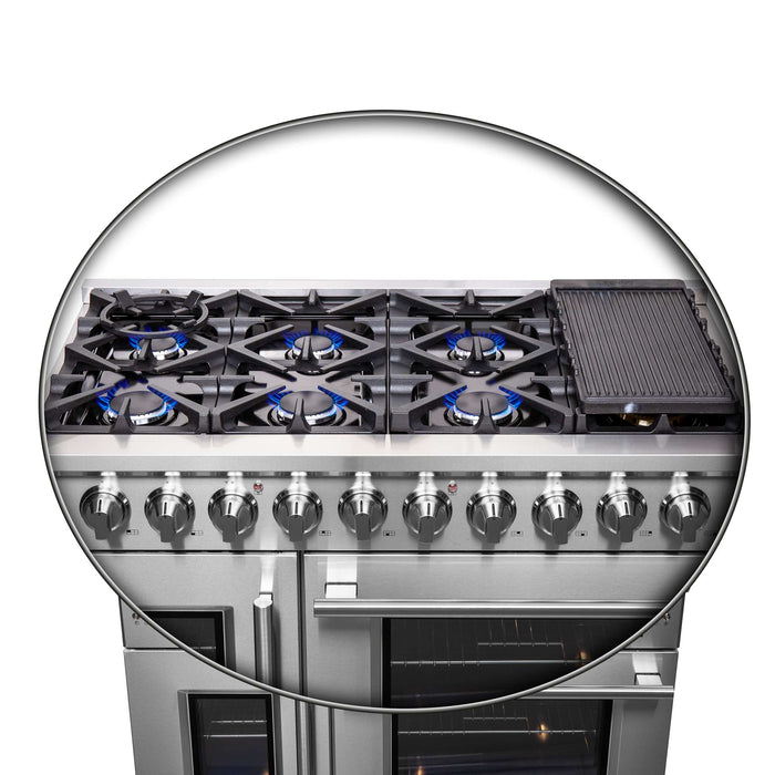 Forno Massimo 48" Freestanding French Door Gas Range, FFSGS6439-48
