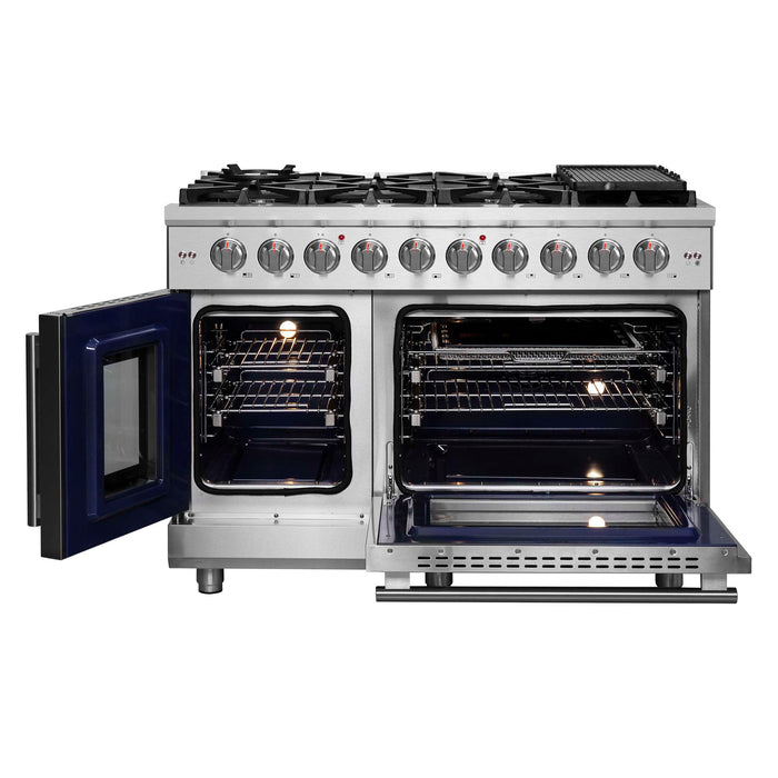 Forno Massimo 48" Freestanding French Door Gas Range, FFSGS6439-48
