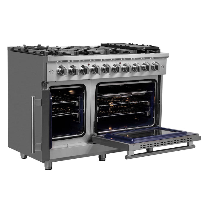 Forno Massimo 48" Freestanding French Door Gas Range, FFSGS6439-48