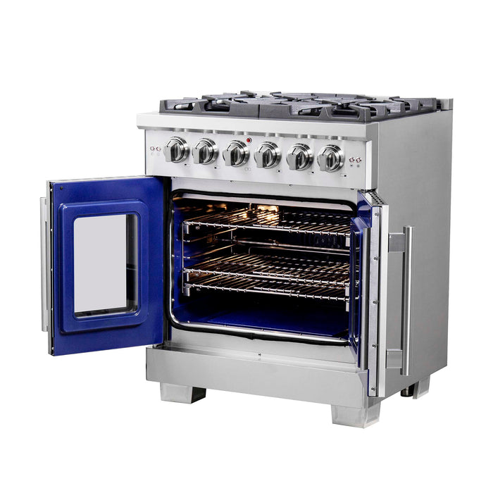 Forno Capriasca 30" Freestanding French Door Gas Range, FFSGS6460-30