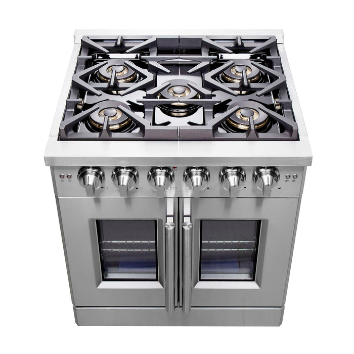 Forno Capriasca 30" Freestanding French Door Gas Range, FFSGS6460-30